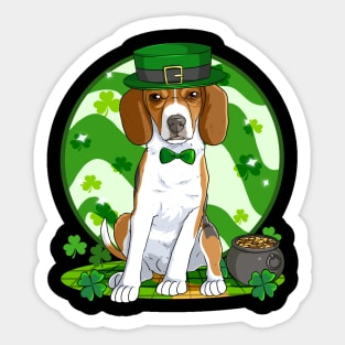 English Foxhound Dog St Patricks Day Irish Leprechaun Sticker